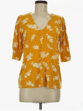 LOFT Mustard Floral Women's Top